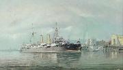 Henry J. Morgan HMS 'Fox' Sweden oil painting artist